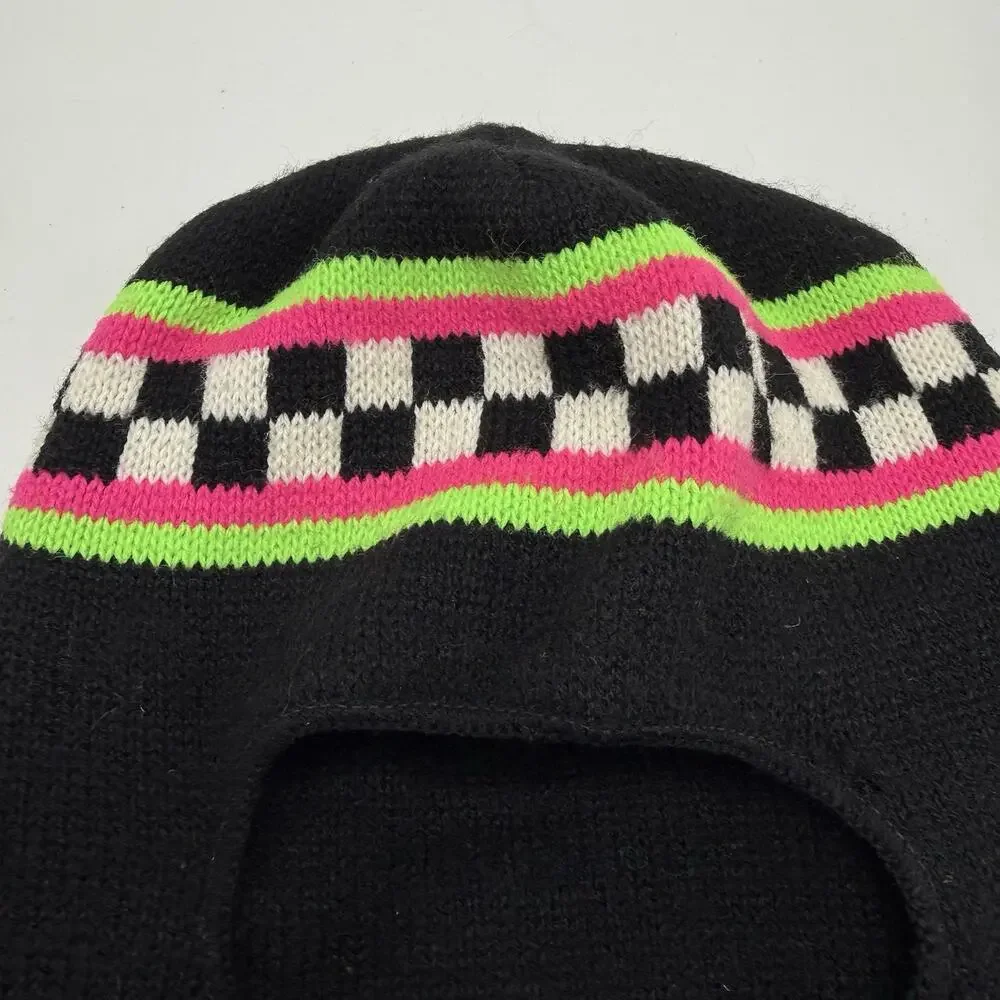 Vintage Arctic Cat Balaclava Full Face Snowmobile Ski Mask Black Neon 90s USA